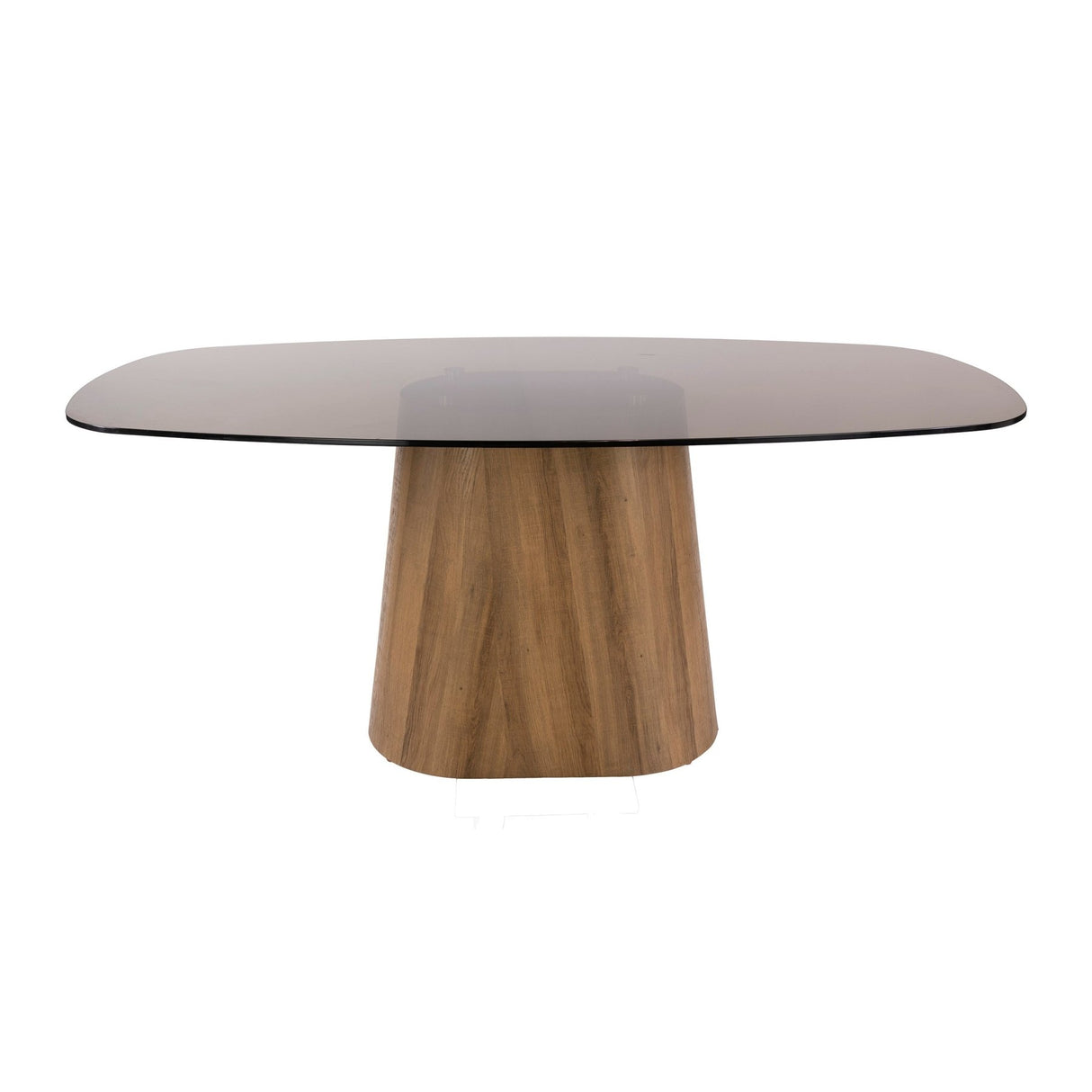Dänischer ovaler Esstisch mit braunem Rauchglas-Gestell in Eichenoptik Thor 215 cm