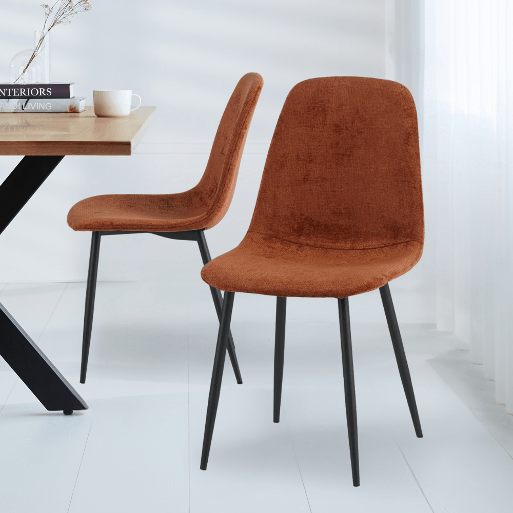 4er-Set Skandinavische Esszimmerstühle Swift – Terrakotta Chenille