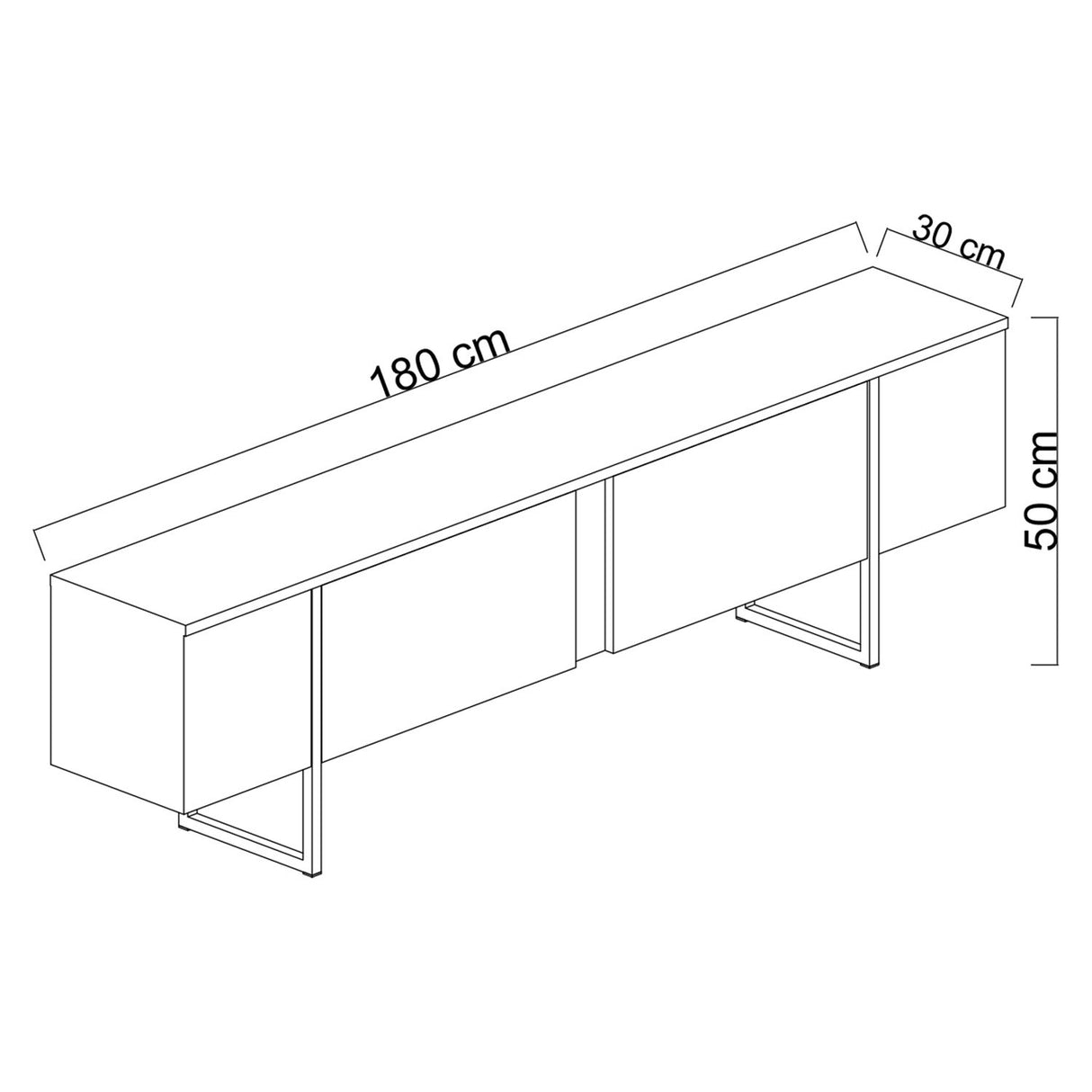 TV -Möbel Luxus anthrazit schwarzes Melamin 180x50x30 cm