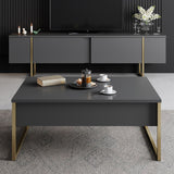 Rechteckiger Couchtisch Anthrazit Luxus 90x60 - Goldener Rahmen