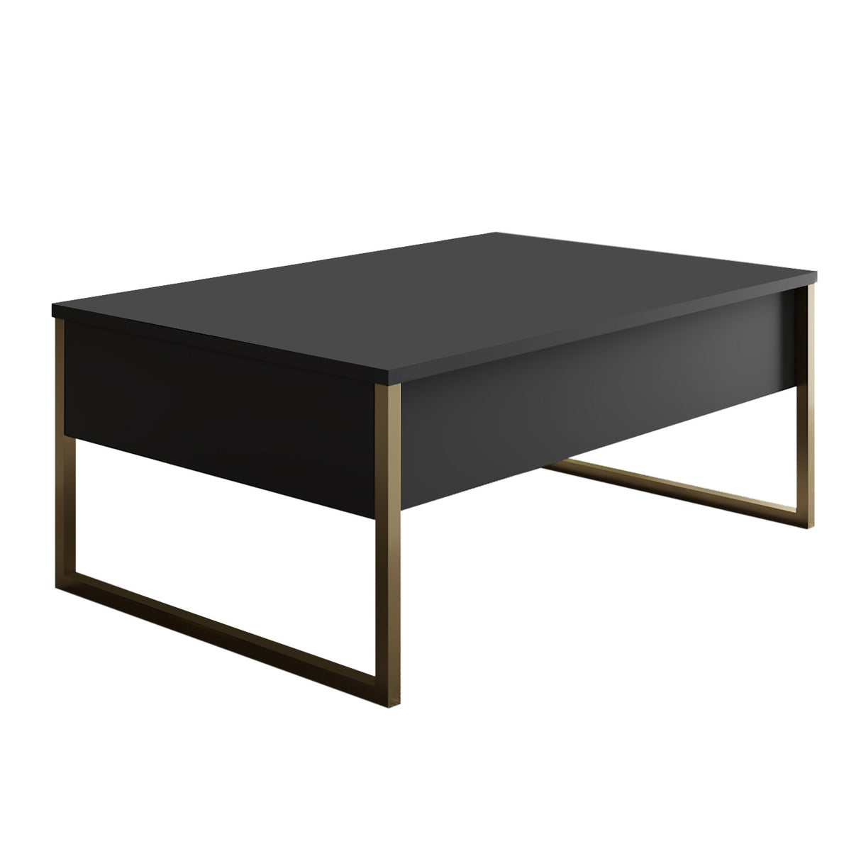 Rechteckiger Couchtisch Anthrazit Luxus 90x60 - Goldener Rahmen