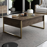 Rechteckiger Couchtisch Walnuss Luxus 90x60 - Goldrahmen