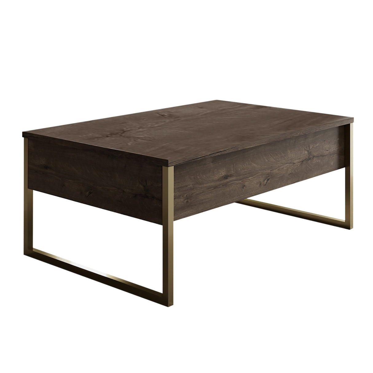Rechteckiger Couchtisch Walnuss Luxus 90x60 - Goldrahmen