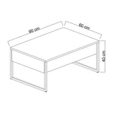 Rechteckiger Couchtisch Walnuss Luxus 90x60 - Goldrahmen
