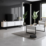 Möbelset White Luxury - Couchtisch + TV-Schrank - Schwarzer Rahmen