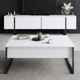 Möbelset White Luxury - Couchtisch + TV-Schrank - Schwarzer Rahmen