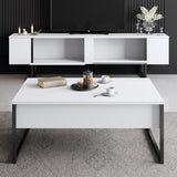 Möbelset White Luxury - Couchtisch + TV-Schrank - Schwarzer Rahmen