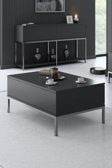 Möbelset Anthrazit Lord - Couchtisch + TV-Schrank + Sideboard - Silberrahmen