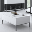 Couchtische - Rechteckig Couchtisch White Lord 90x60 - Silberner Rahmen - Dimehouse