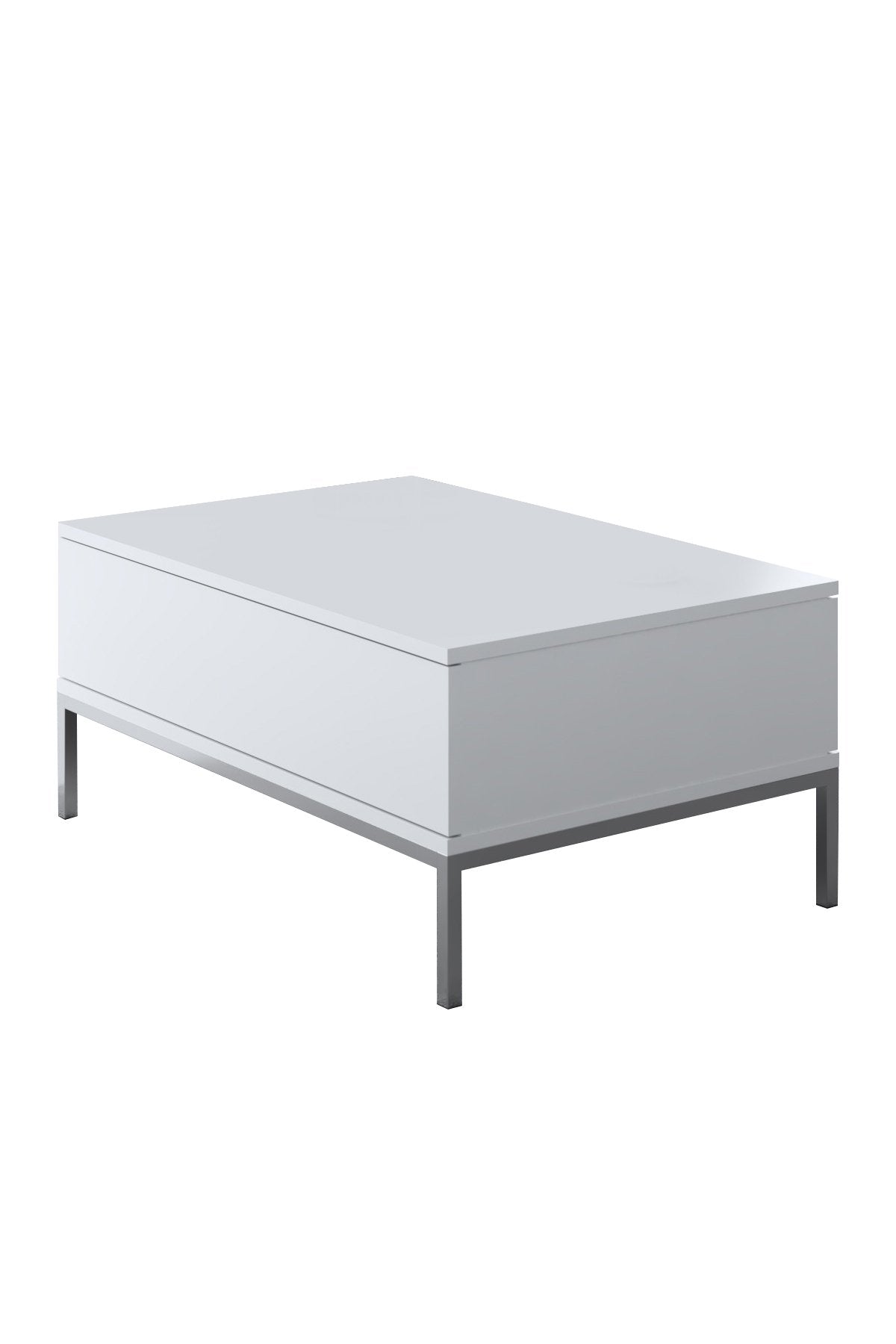 Rechteckiger Couchtisch Weiß Lord 90x60 - Silbernes Gestell