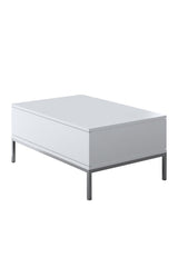 Rechteckiger Couchtisch Weiß Lord 90x60 - Silbernes Gestell