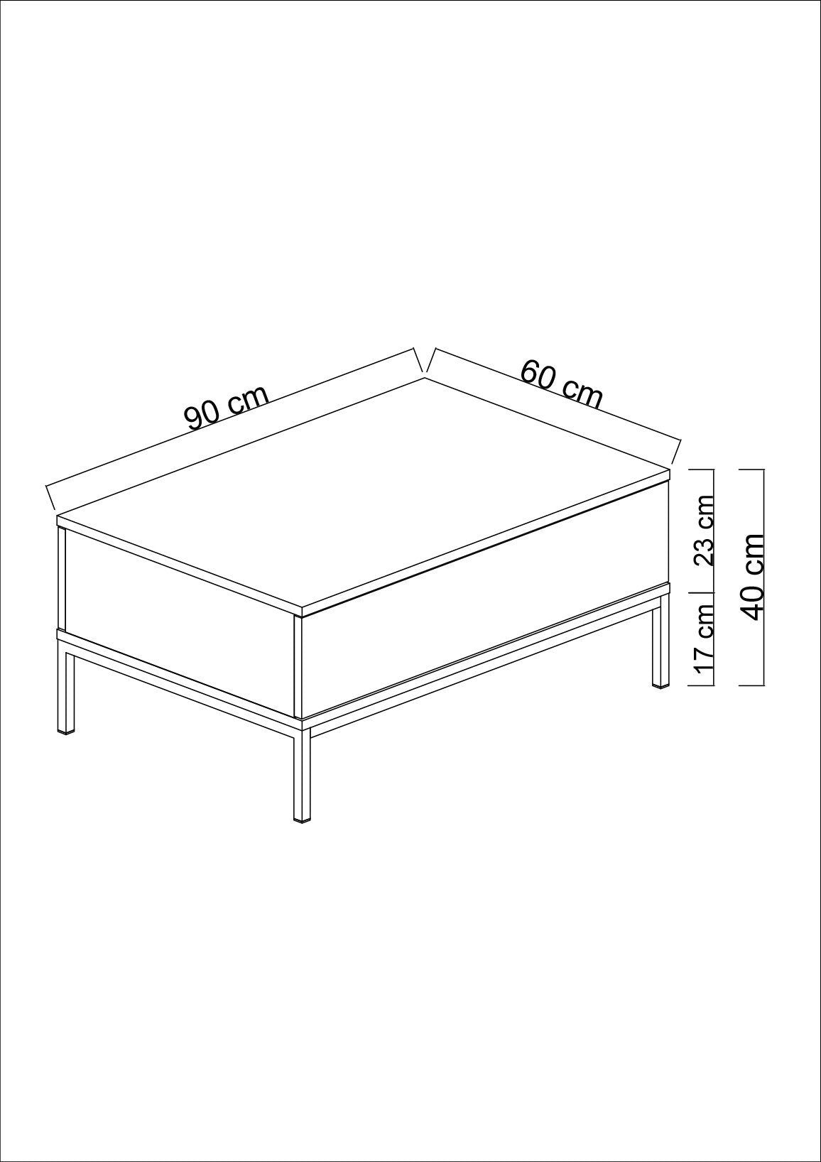 Rechteckiger Couchtisch Weiß Lord 90x60 - Silbernes Gestell