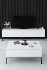 Rechteckiger Couchtisch White Lord 90x60 - Schwarzer Rahmen