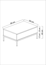 Rechteckiger Couchtisch White Lord 90x60 - Schwarzer Rahmen