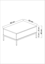 Rechteckiger Couchtisch Black Lord 90x60 - Goldener Rahmen