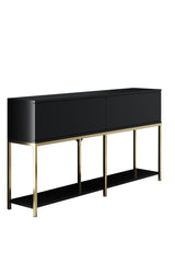 Möbelset Black Lord - Couchtisch + TV-Schrank + Sideboard - Goldener Rahmen