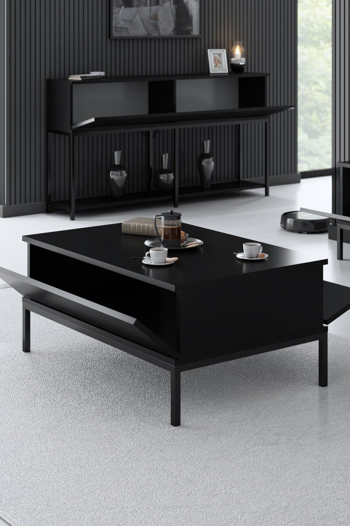 Rechteckiger Couchtisch Black Lord 90x60 - Schwarzer Rahmen