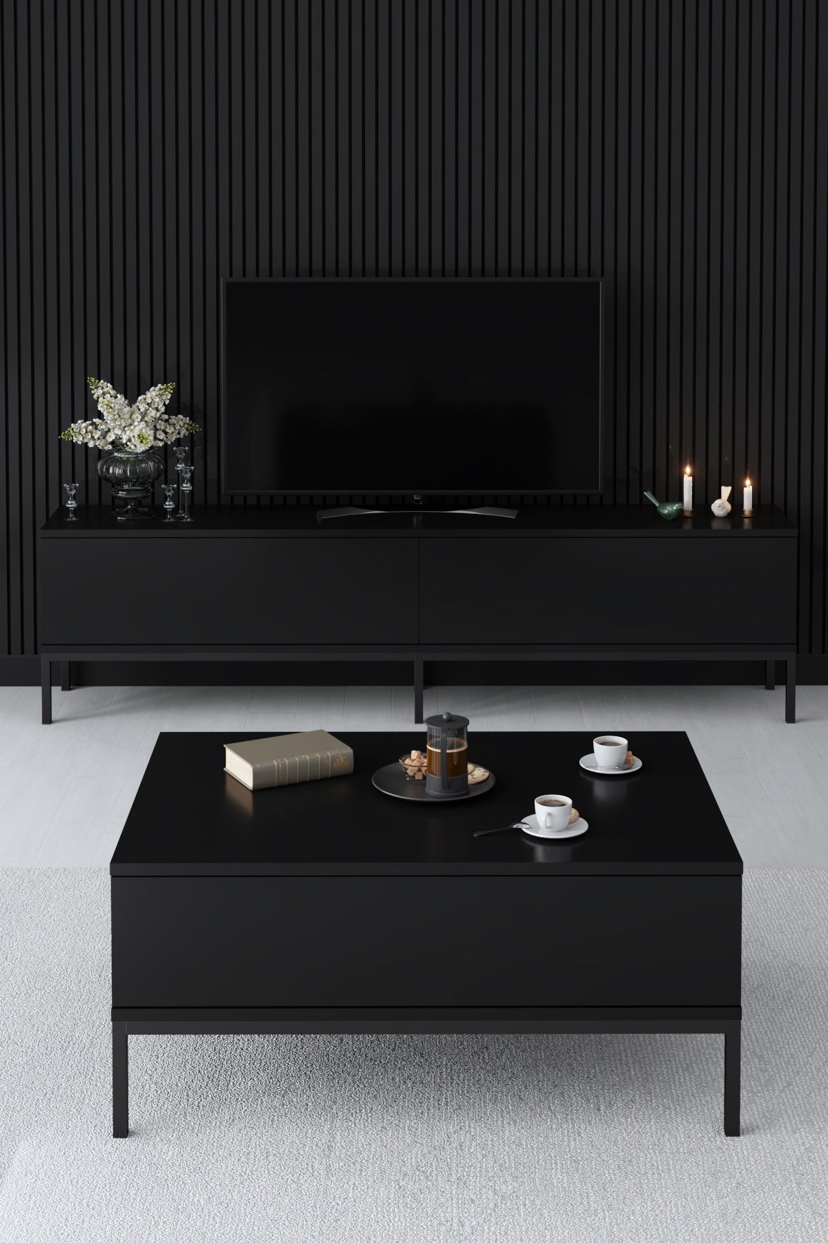 Rechteckiger Couchtisch Black Lord 90x60 - Schwarzer Rahmen
