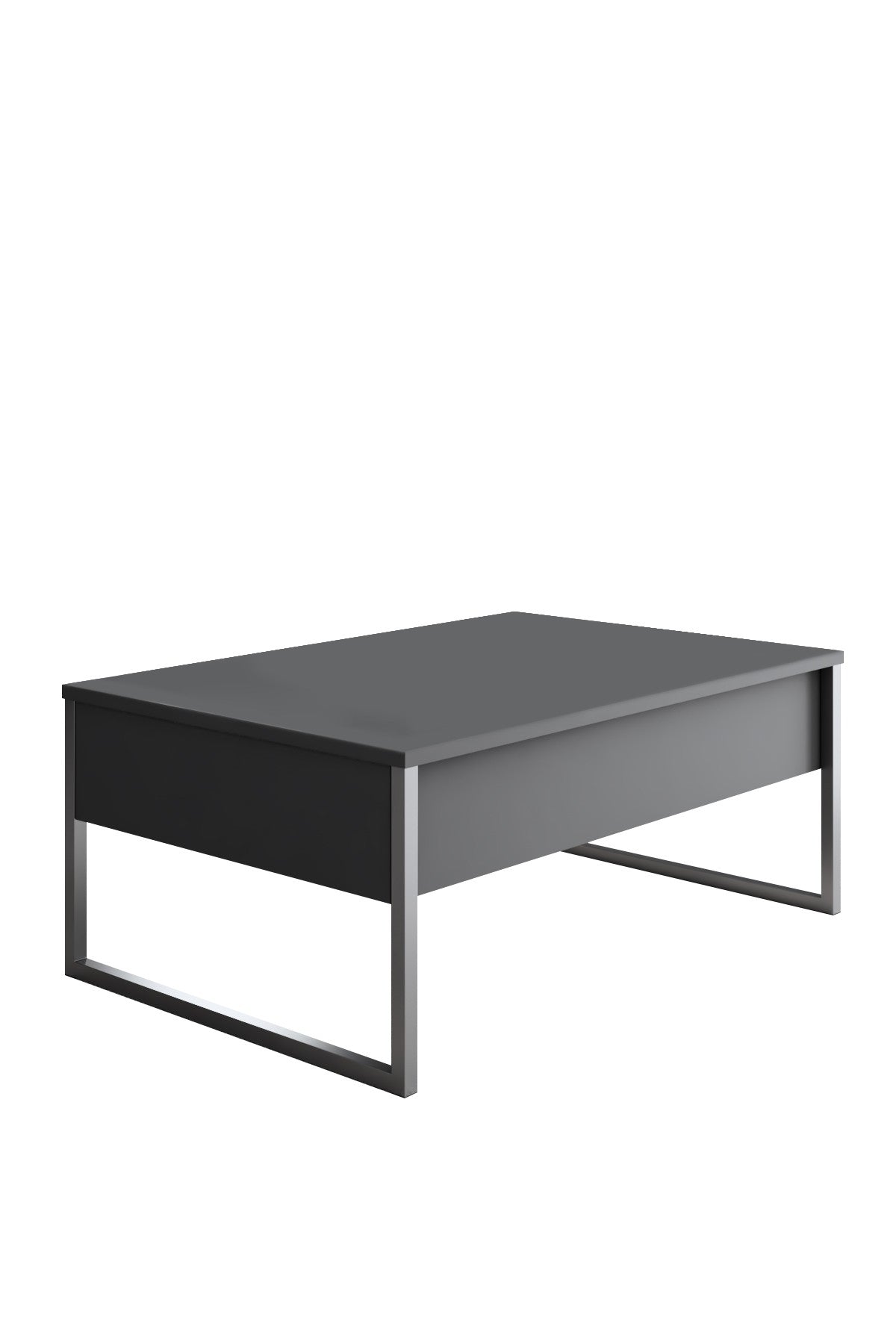 Rechteckiger Couchtisch Anthrazit Luxus 90x60 - Silbernes Gestell
