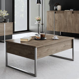 Rechteckiger Couchtisch Walnuss Luxus 90x60 - Silbernes Gestell