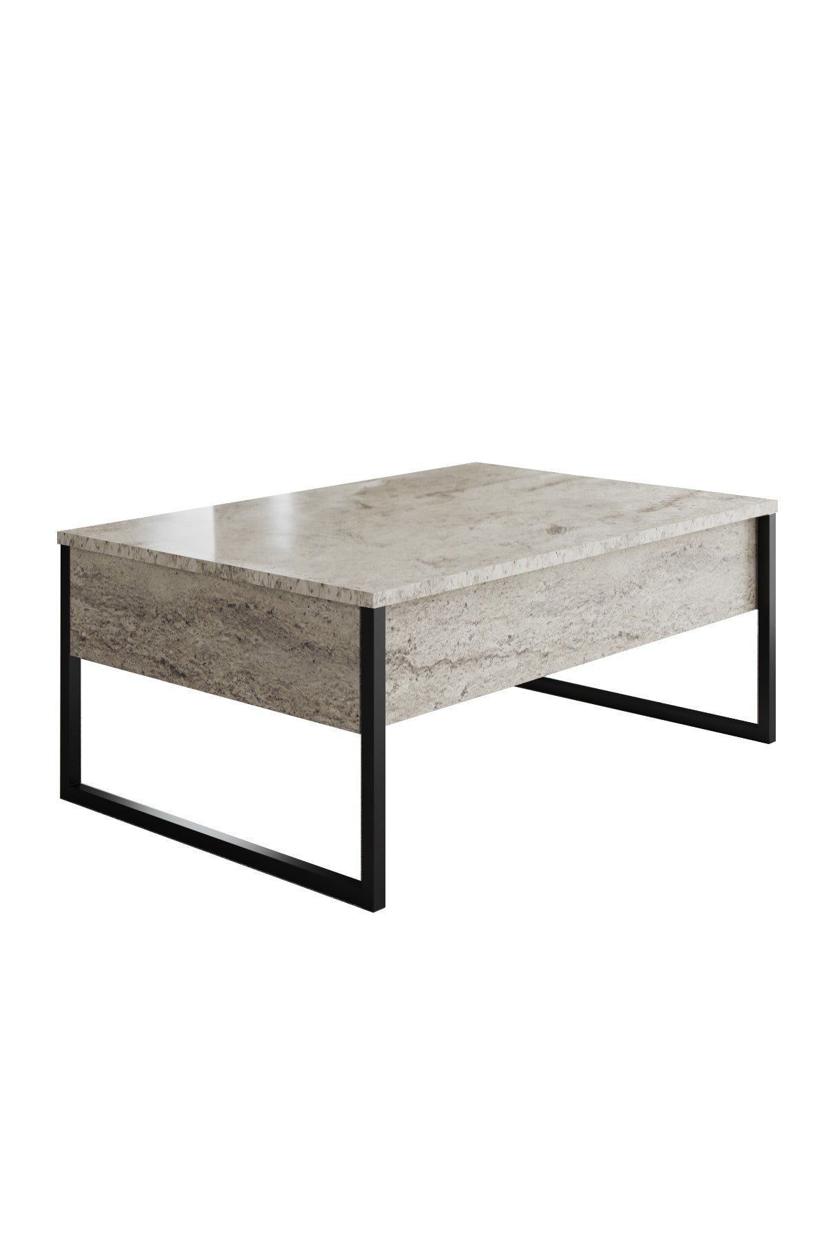 Rechteckiger Couchtisch Travertin Luxury 90x60 - Schwarzer Rahmen