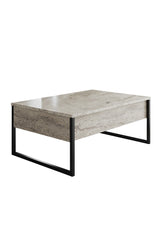 Rechteckiger Couchtisch Travertin Luxury 90x60 - Schwarzer Rahmen
