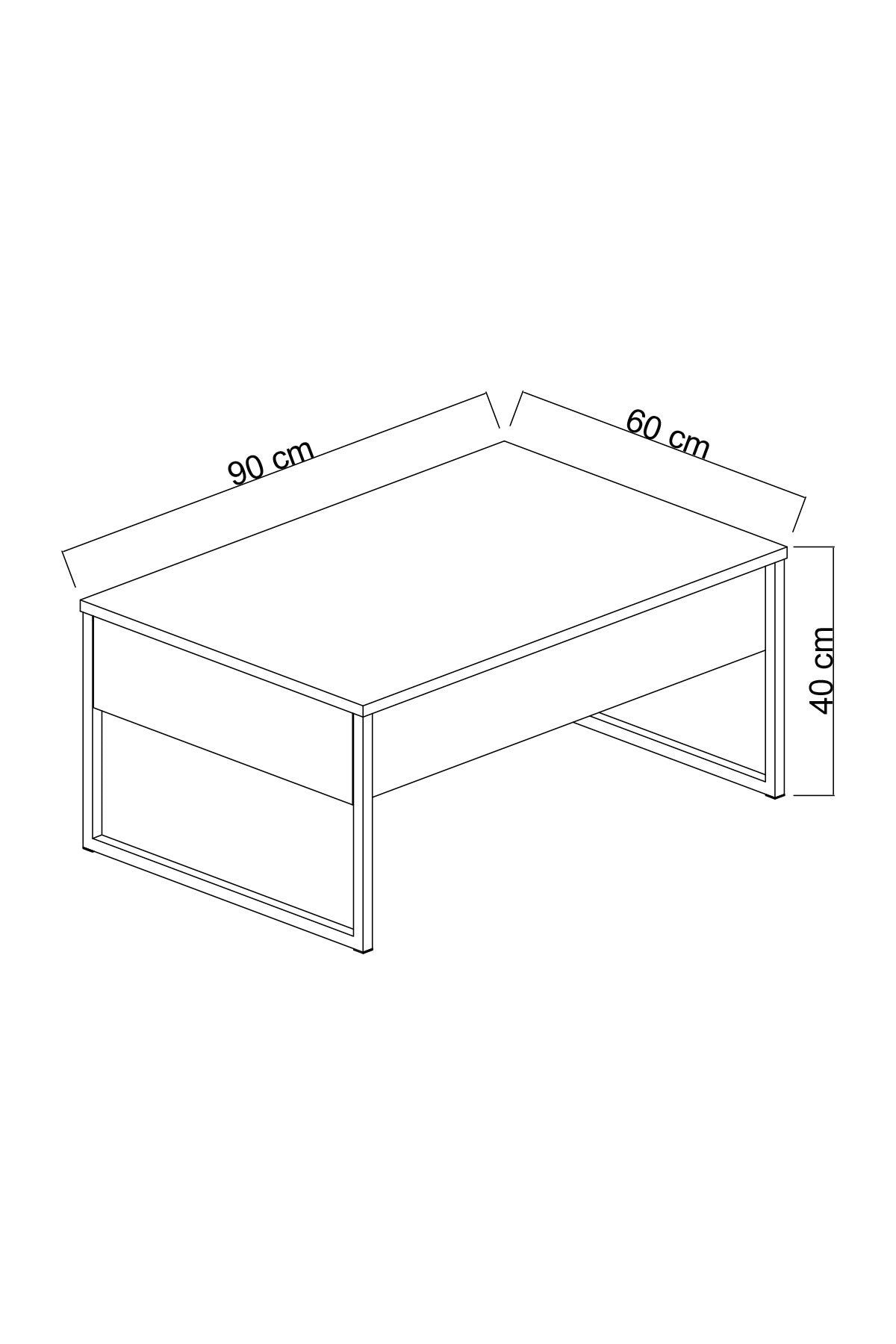 Rechteckiger Couchtisch Travertin Luxury 90x60 - Schwarzer Rahmen