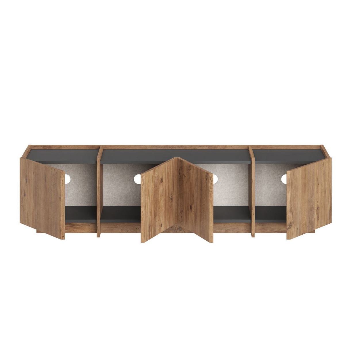 Lowen TV-Schrank in Eichenoptik 180 cm, Atlantische Kiefer und anthrazitfarbenes Melaminholz