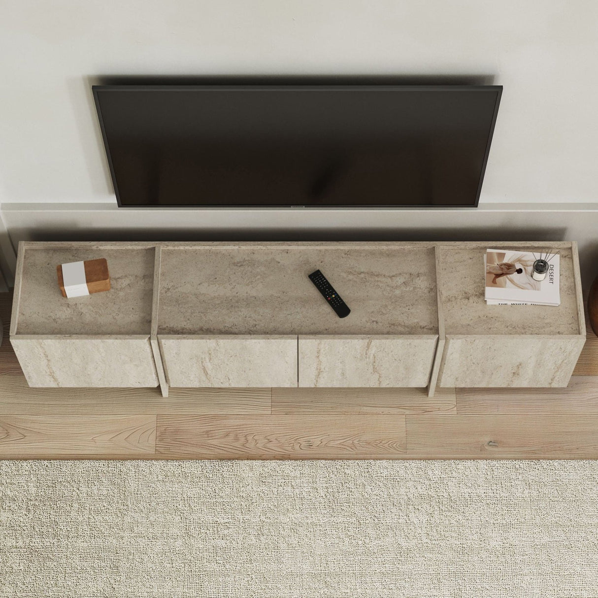 Lowen TV-Schrank Travertin 180 cm Melaminbeschichtetes Holz