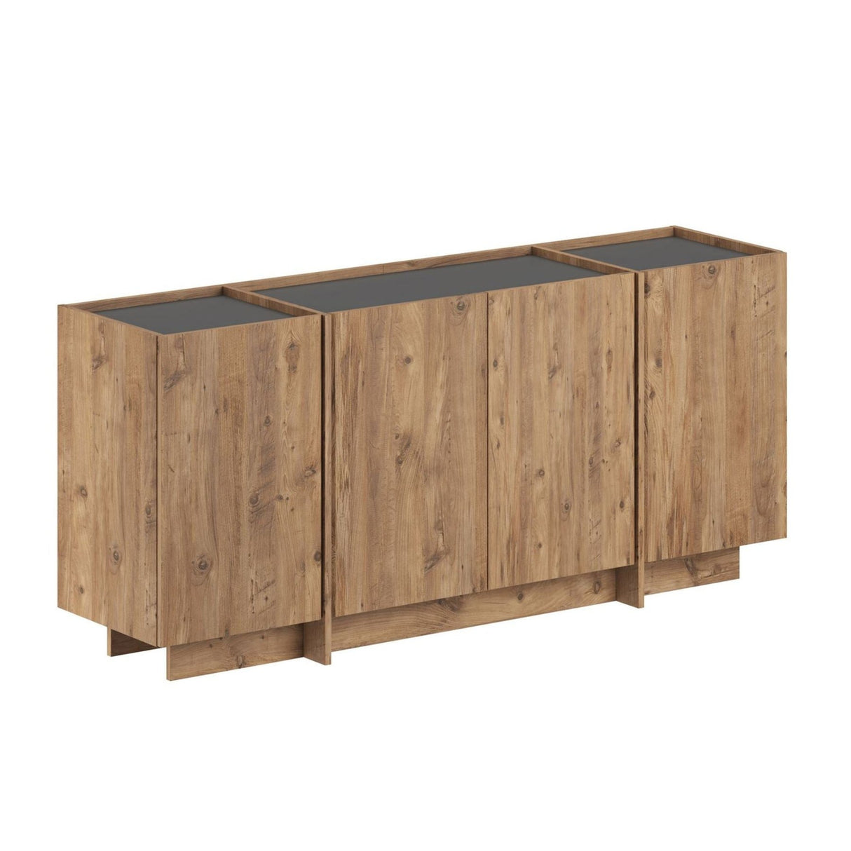 Dorma Beistelltisch in Eichenoptik 180 cm, Atlantische Kiefer und anthrazitfarbenes, melaminbeschichtetes Holz