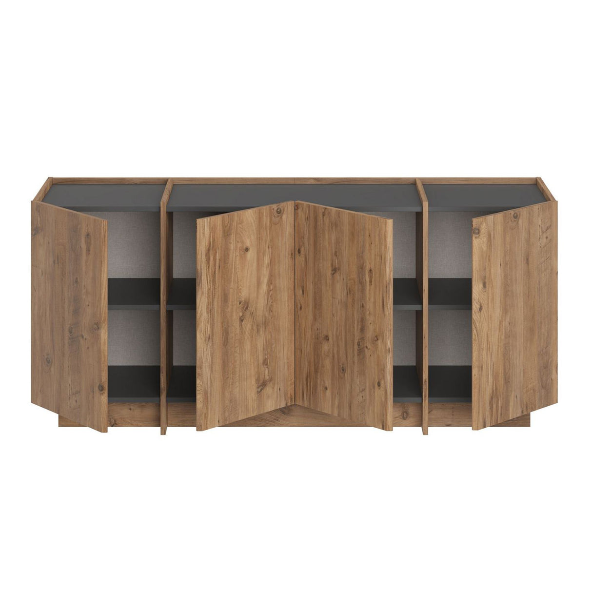 Dorma Beistelltisch in Eichenoptik 180 cm, Atlantische Kiefer und anthrazitfarbenes, melaminbeschichtetes Holz