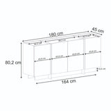 Dorma Beistelltisch in Eichenoptik 180 cm, Atlantische Kiefer und anthrazitfarbenes, melaminbeschichtetes Holz