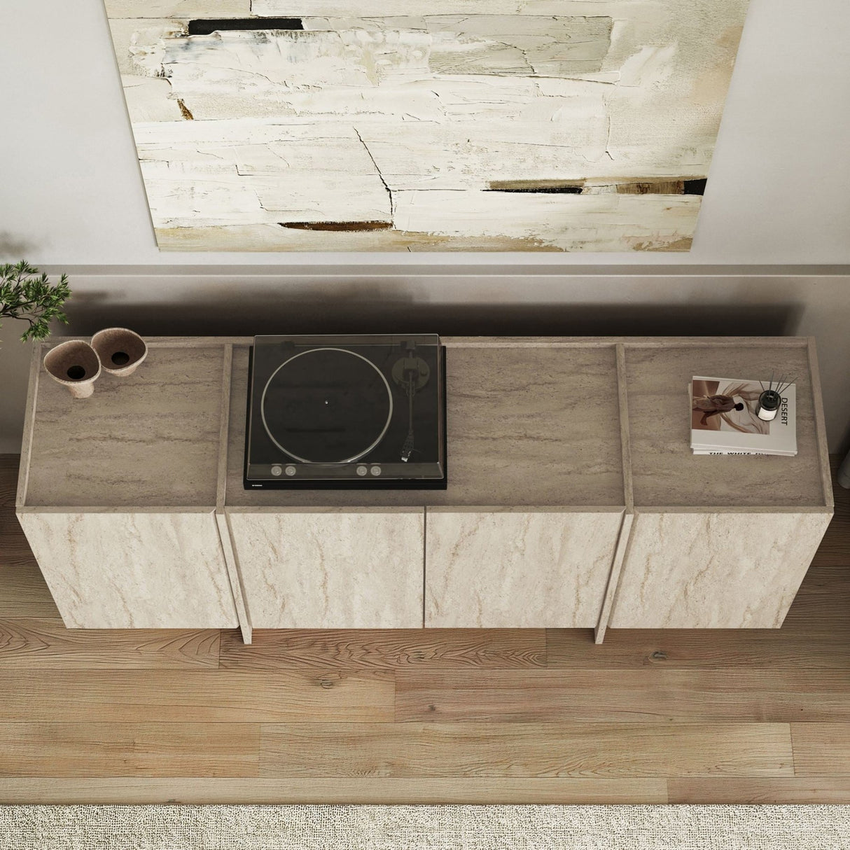 Dorma Konsolentisch Travertinoptik 180 cm Melaminbeschichtetes Holz