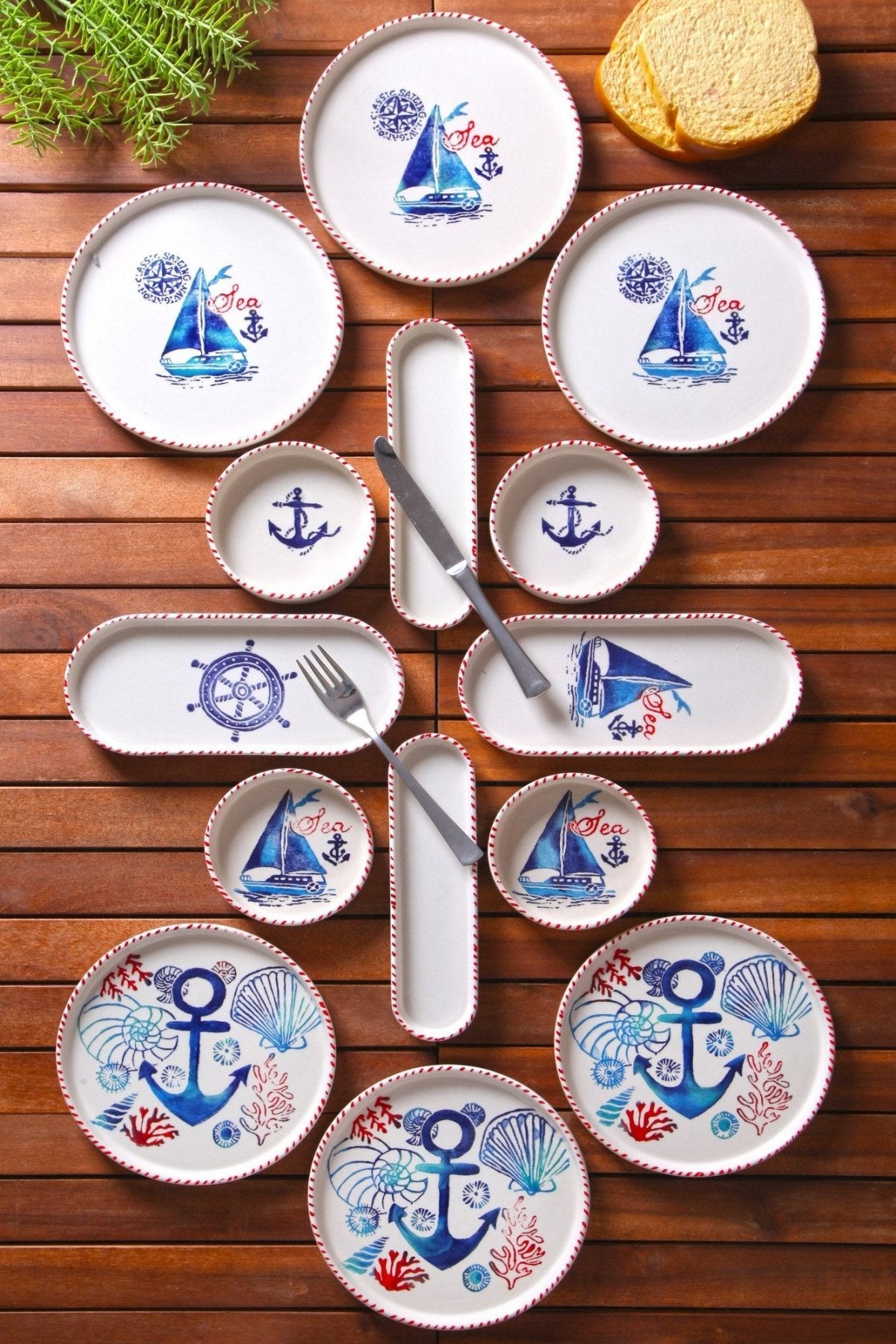 KAHSER14-MARINE Weiß Blau Rot 100 % KERAMIK 6 cm breit