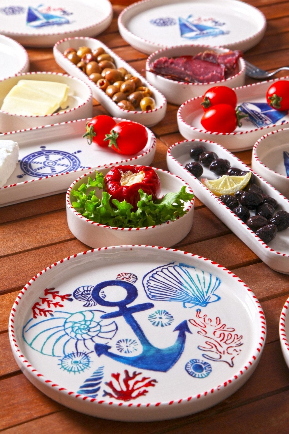 KAHSER14-MARINE Weiß Blau Rot 100 % KERAMIK 6 cm breit