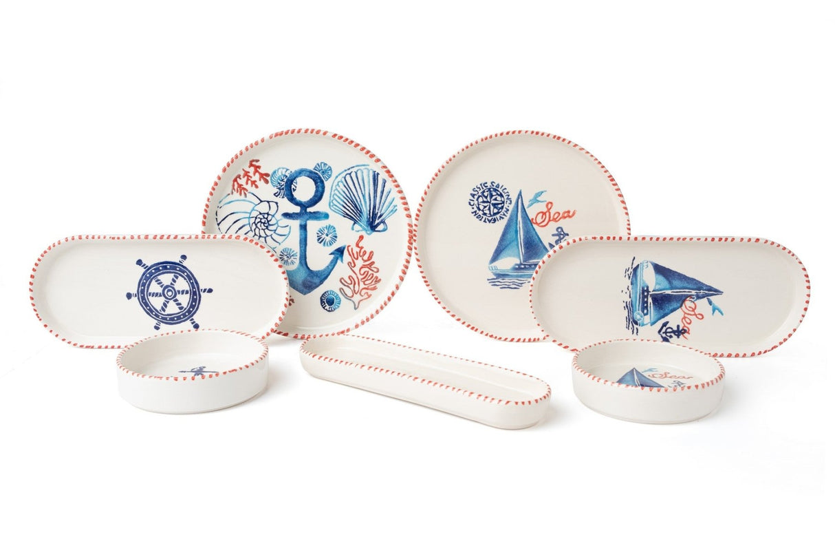 KAHSER14-MARINE Weiß Blau Rot 100 % KERAMIK 6 cm breit