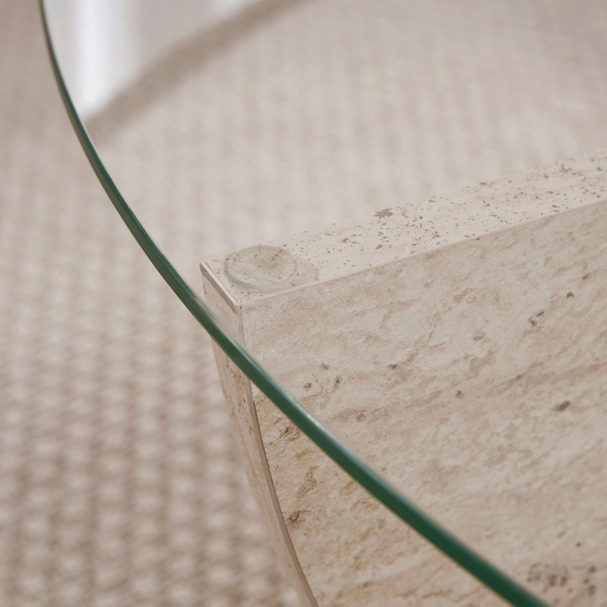 Liya salontafel travertin look ovaal 90 cm Gehard glas