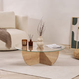 Liya salontafel Sapphire Oak ovaal 90 cm Gehard glas