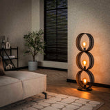 Stehlampe Fons 3-Licht-Ringe Metall Schwarz 
