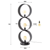 Stehlampe Fons 3-Licht-Ringe Metall Schwarz 