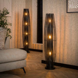 Vloerlamp Liora 3-lichts cylinder mesh zwart 120 cm