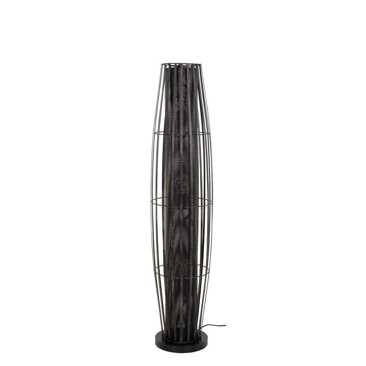 Vloerlamp Liora 3-lichts cylinder mesh zwart 120 cm