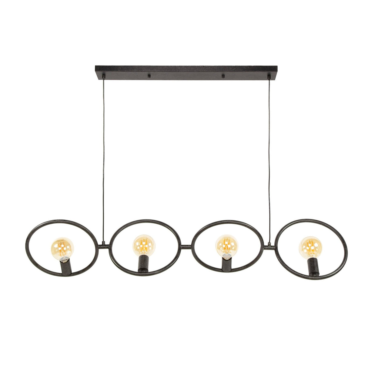 Industriële hanglamp Liva 4-lichts zwart metaal