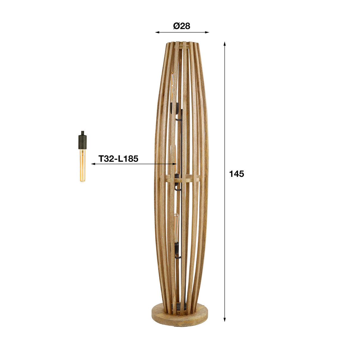 Stehleuchte Jalou Mango Holz 3 Lichtquellen