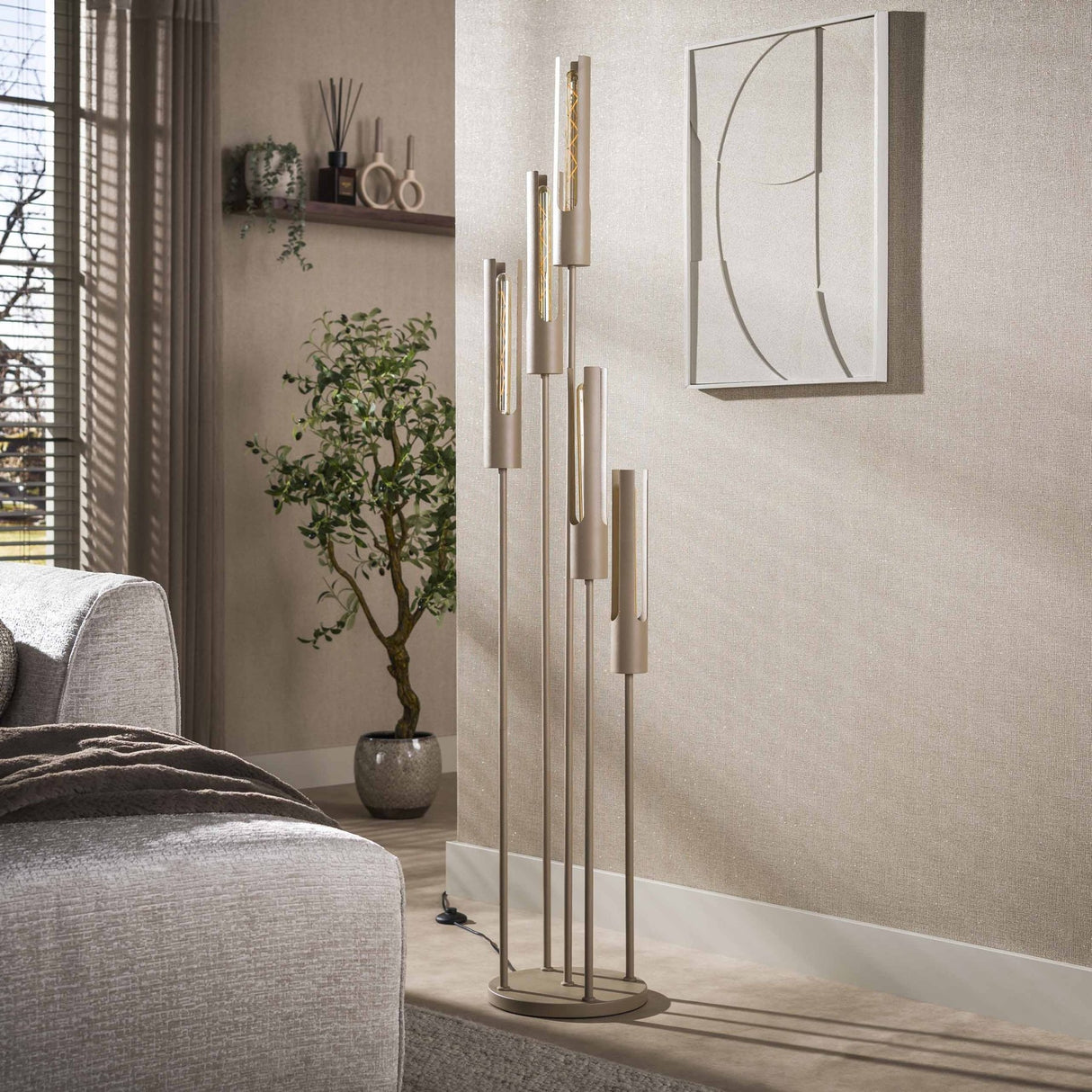 Vloerlamp - Vloerlamp Judy 5 - lichts getrapt beige - Dimehouse