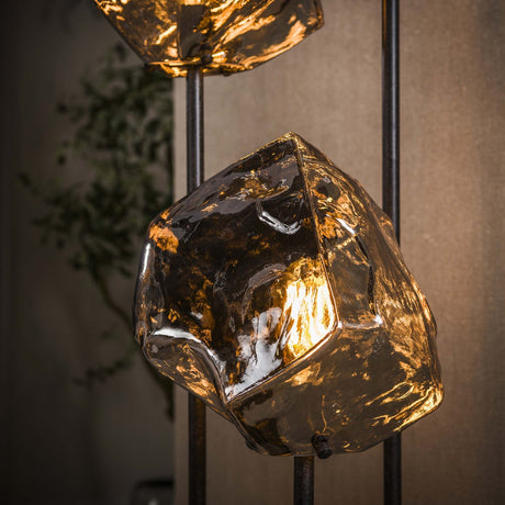 Stehlampe 3-flammige Rocks-Stufenleuchte aus verchromtem Glas