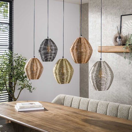 Hanglamp Wez 5-lichts gekleurd nikkel