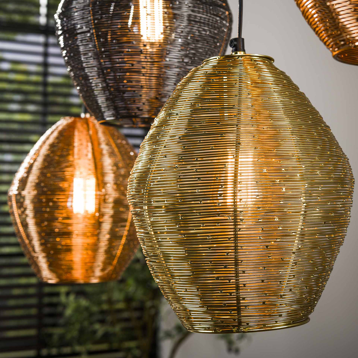 Hanglamp Wez 5-lichts gekleurd nikkel