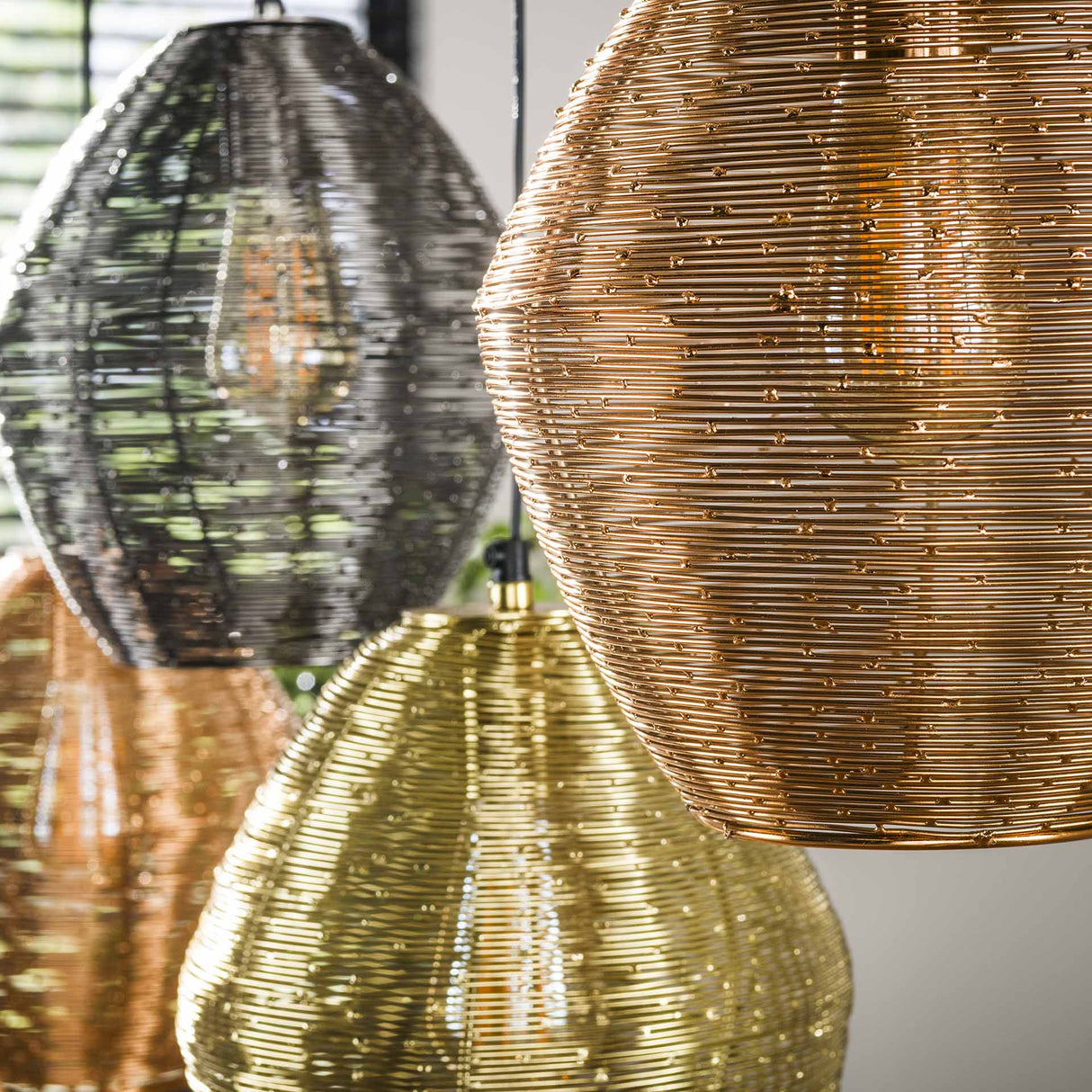 Hanglamp Wez 5-lichts gekleurd nikkel