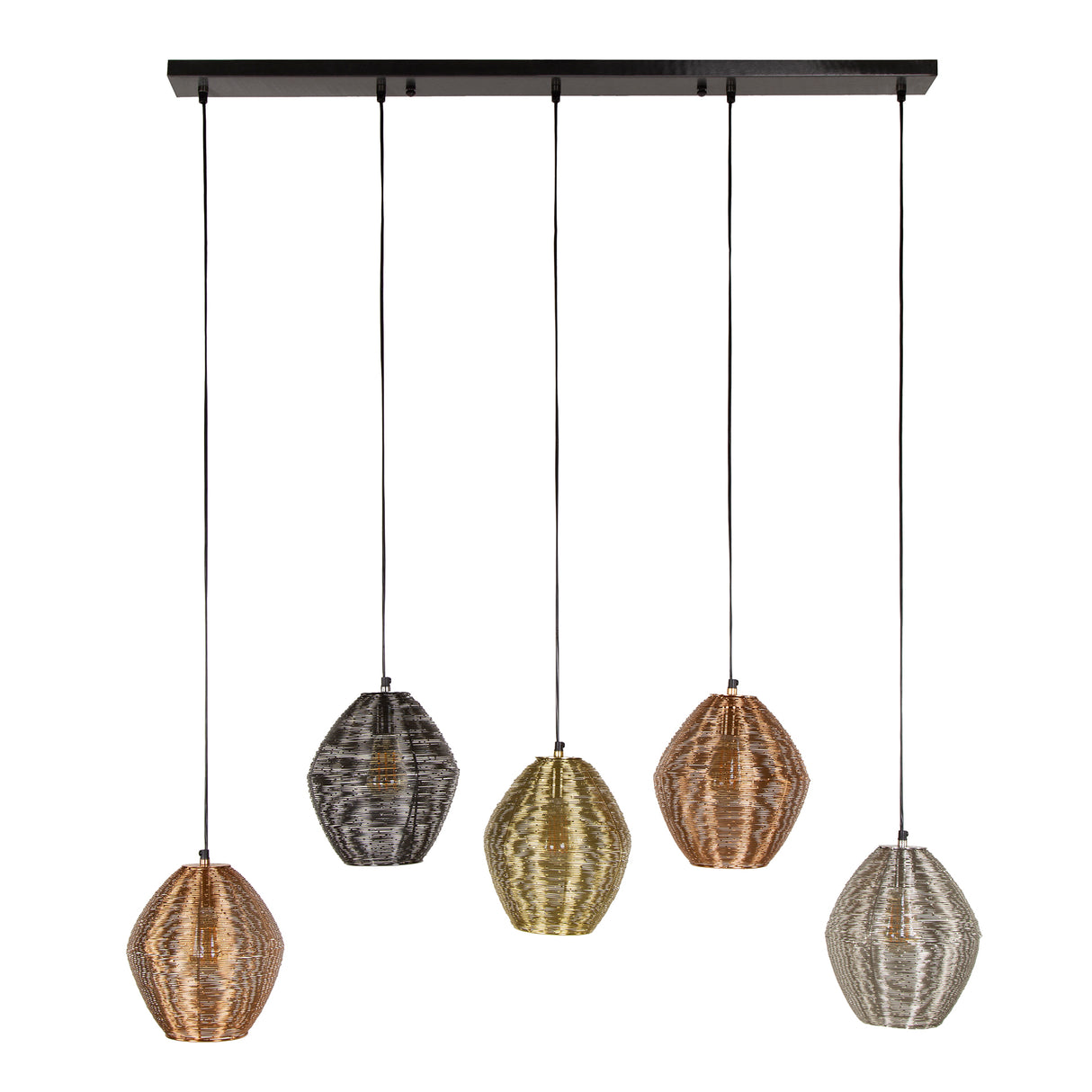 Hanglamp Wez 5-lichts gekleurd nikkel